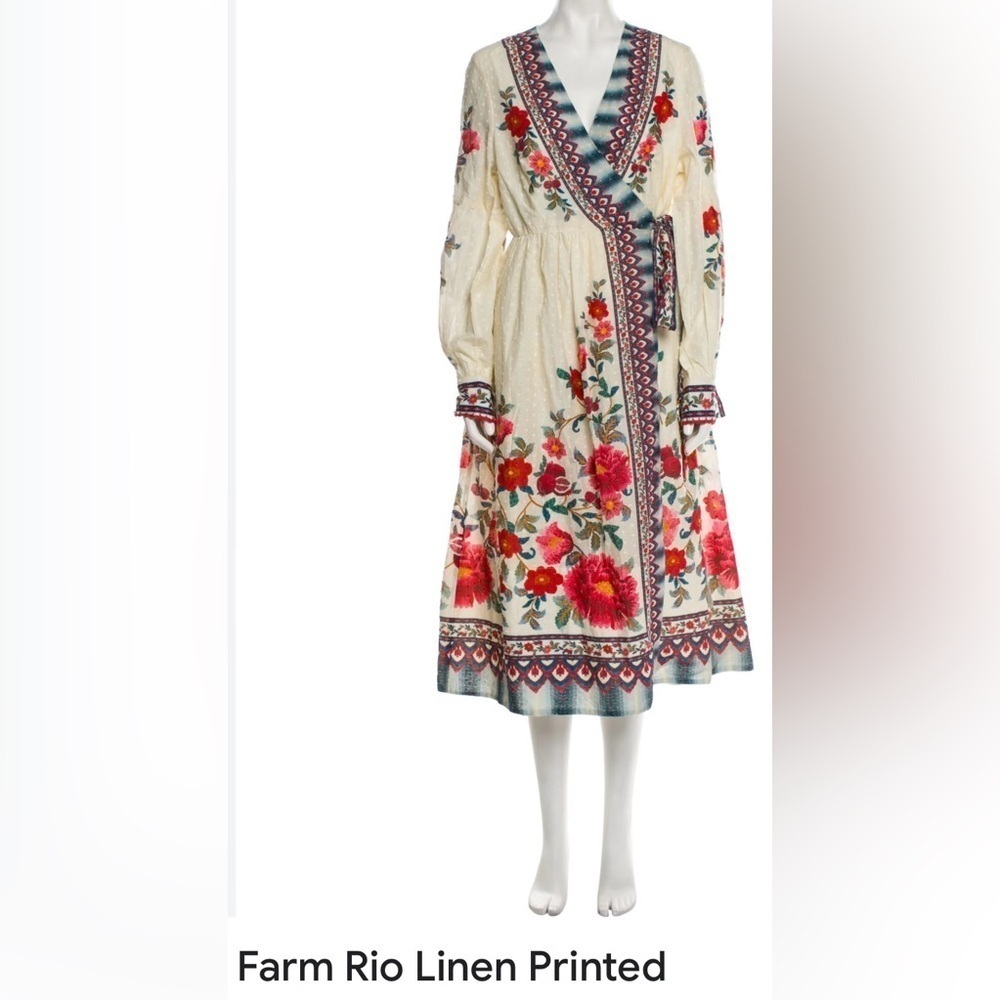 New York and Co Faux wrap dress floral, boho  print Farm Rio look alike Size L - Picture 9 of 9